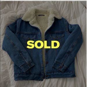 Brandy Melville Faux Sherpa Lined Denim Jacket